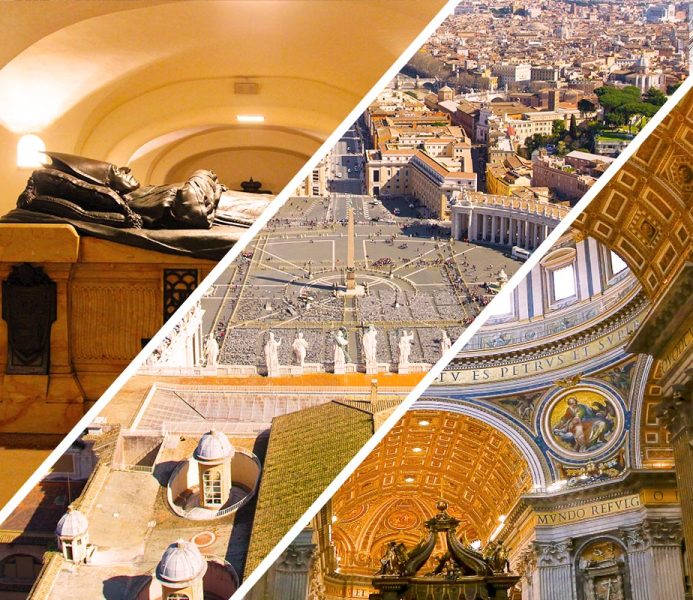 guided tour of St. Peter's Basilica, including papal tombs and dome climb